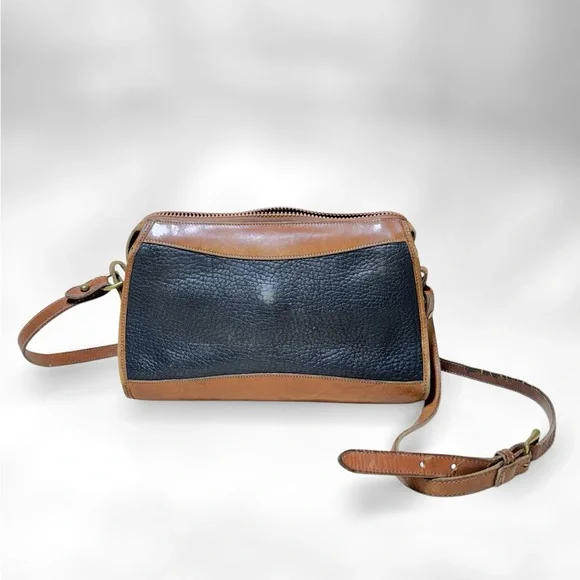 Vintage Classic Dooney and Bourke Brown and Black Leather Crossbody Bag - Picture 2 of 4